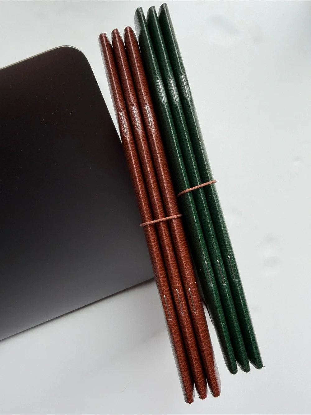 Bieffe Set of 6 Handmade Italian Notebooks - Dark Green & Red